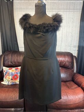 Gianni Bini Black Strapless Dress with Faux-Fur Trim